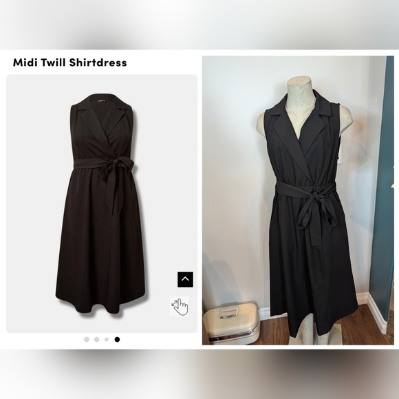 NWT Torrid black Midi Shirtdress with tie waist 0x, 12 - Picture 1 of 17